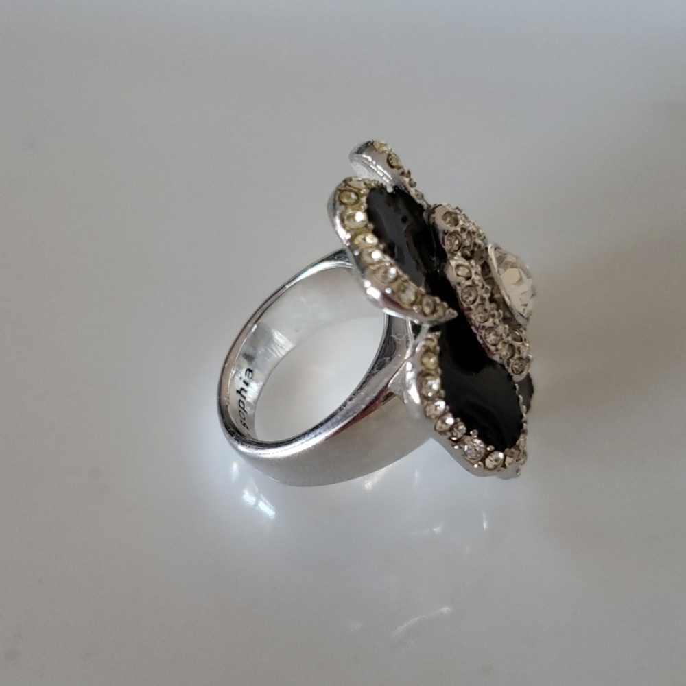 Large Flower Sparkling Statement Ring - image 2